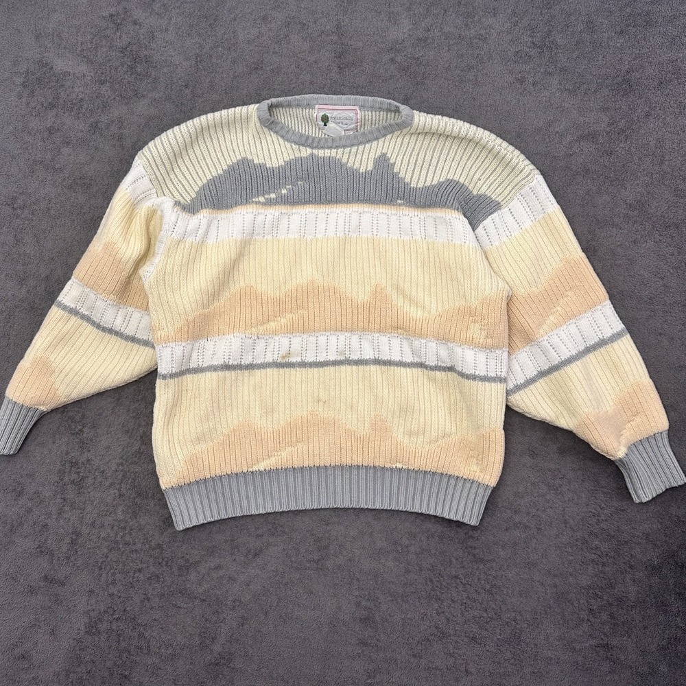 Vintage organically grown knit sweater size medium yellow 100% acrylic